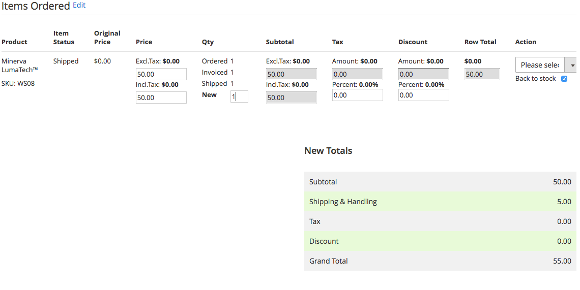 Magento 2 Order Management Order Modification Items