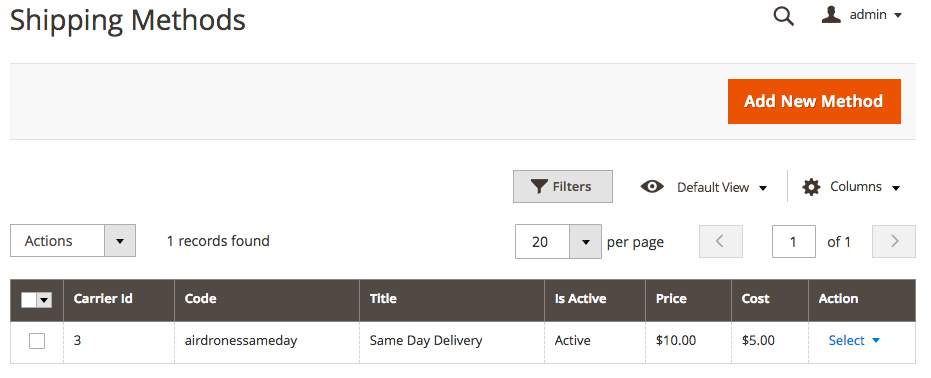 Mageworx Shipping Method